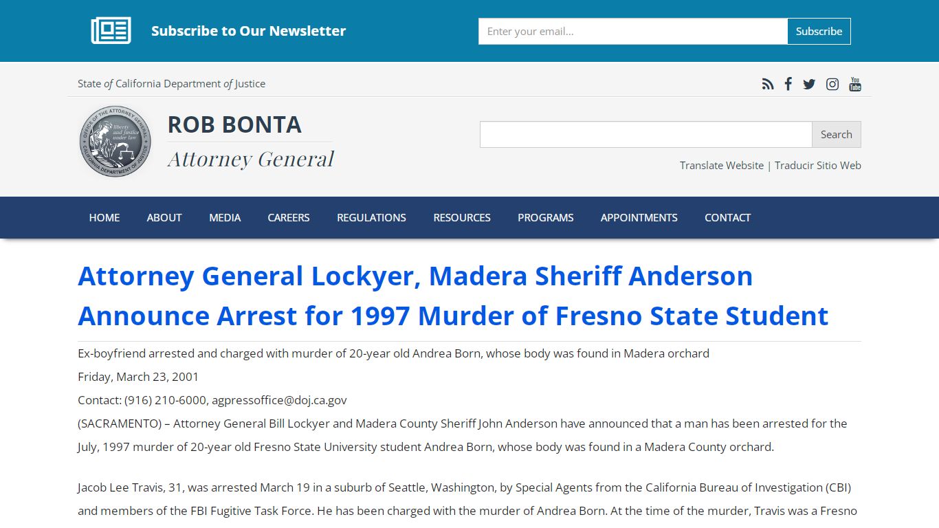 Attorney General Lockyer, Madera Sheriff Anderson Announce Arrest for ...