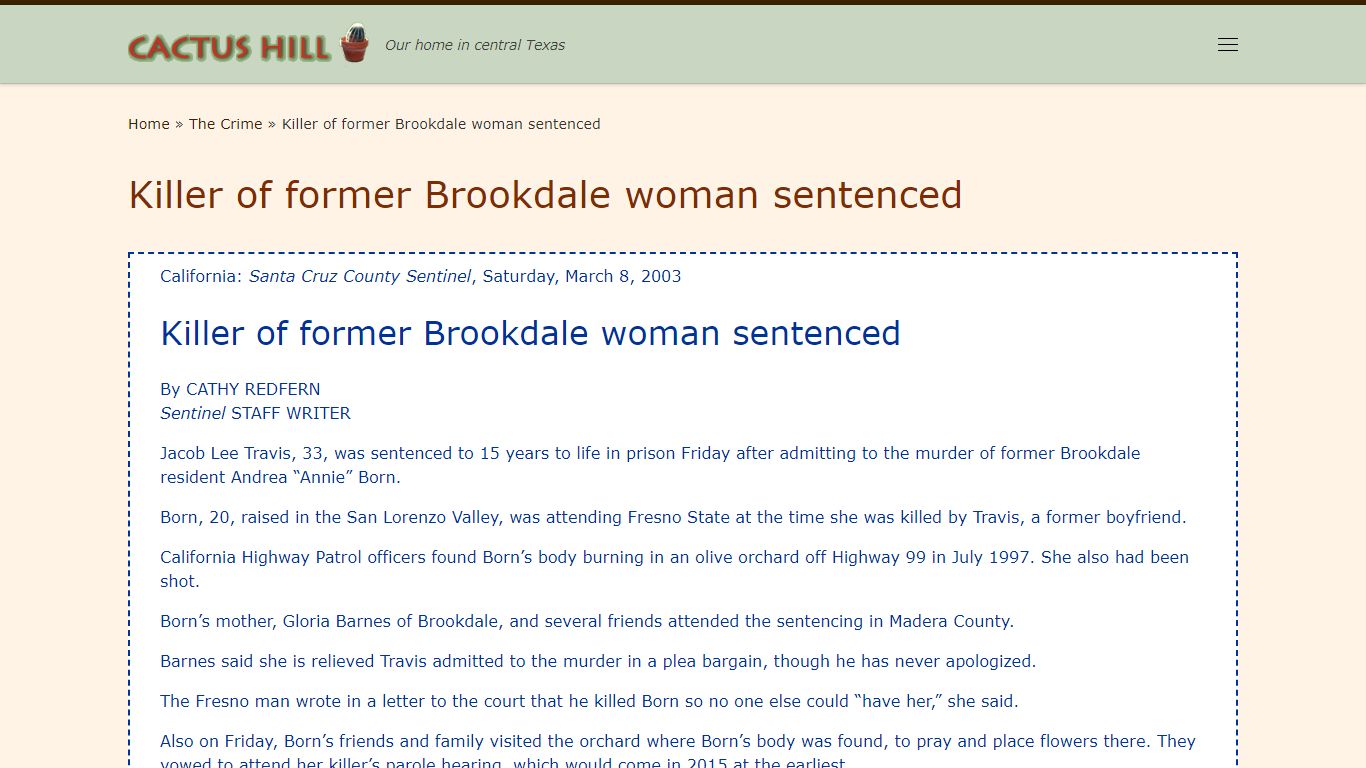 Killer of former Brookdale woman sentenced – Cactus Hill